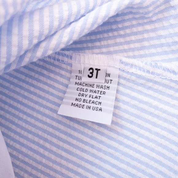 Seersucker & bright pink pom-pom trim dress (3T) - Picture 4 of 16